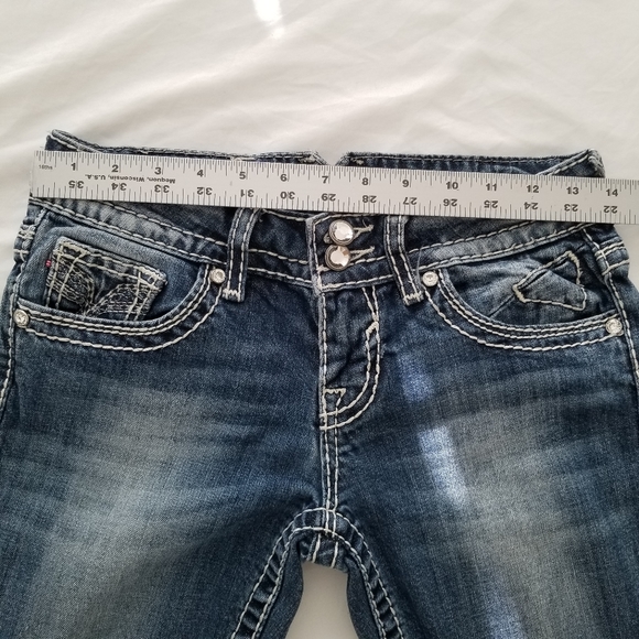 Vigoss Women Jeans Chelsea Slim Boot Embroidery Pockets Size 1/2 - Picture 9 of 16